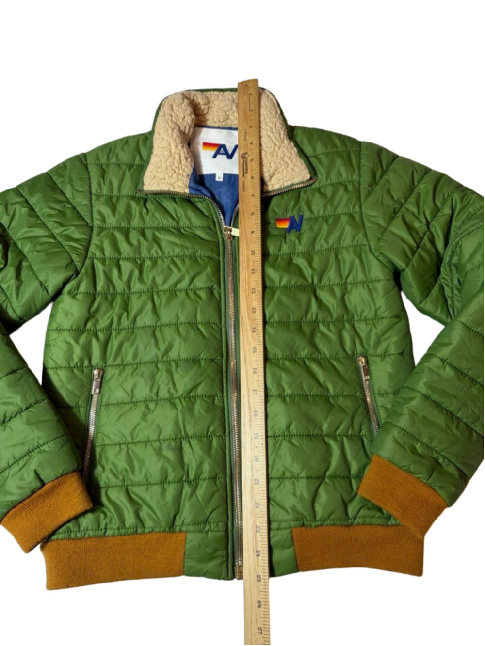 Aviator Nation Sunburst Apres Puffer Jacket Garden Green Unisex Small $875 - Picture 3 of 12